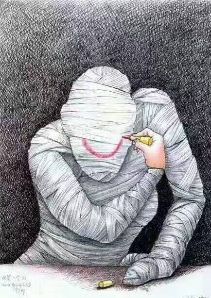 尽管已经遍体鳞伤,但生活还得继续.——笑一个